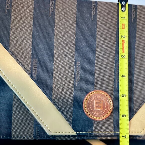 Fendi Pequin Striped Vintage Shoulder Bag Brown & Black | Made in Italy - Picture 5 of 16